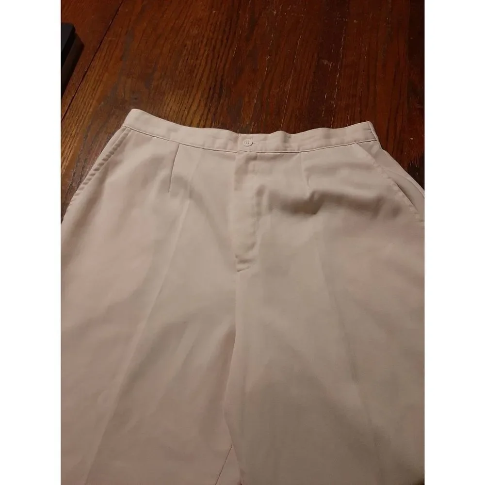 Size 14 Worthington Essential Cream Pleated Leg Rear Elastic Waist Trouser Pants